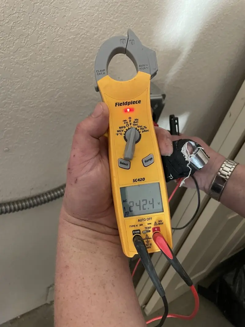 Voltage testing with clamp meter during Generator Installation in Wrightsboro